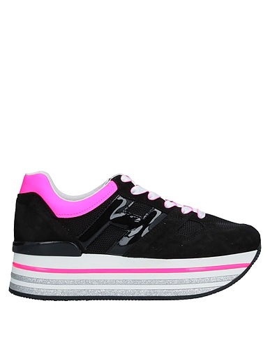HOGAN Sneakers Black Leather, Textile fibers