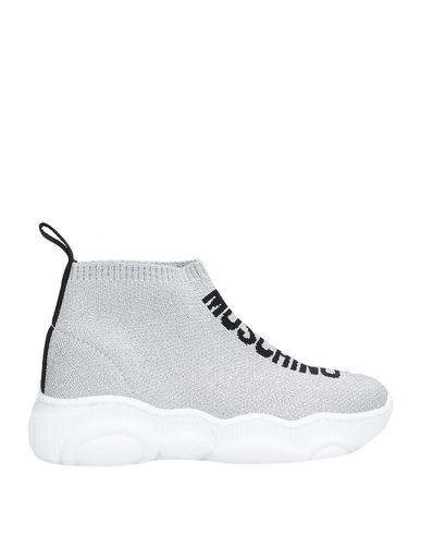 Moschino Intarsia Glittered Knit Sock Sneakers In Silver