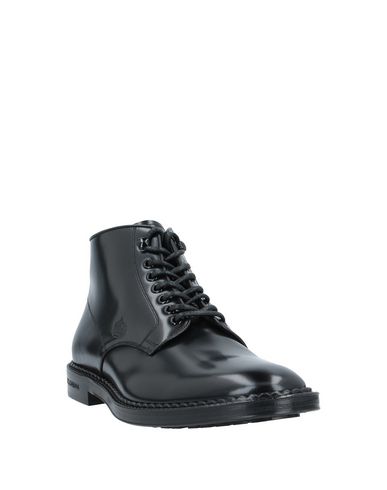Dolce & Gabbana Black Leather Men Short Boots Lace Up Shoes In Black