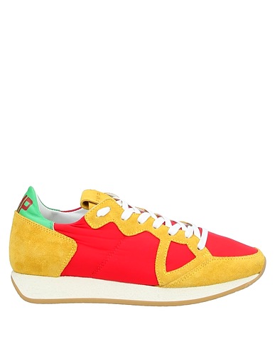 PHILIPPE MODEL Sneakers Red Leather, Textile fibers