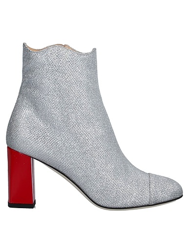 FRANCESCA BELLAVITA Ankle boot Silver Leather, Textile fibres
