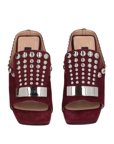 Shop Sergio Rossi Woman Sandals Burgundy Size 6.5 Leather In Red