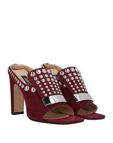 Shop Sergio Rossi Woman Sandals Burgundy Size 6.5 Leather In Red