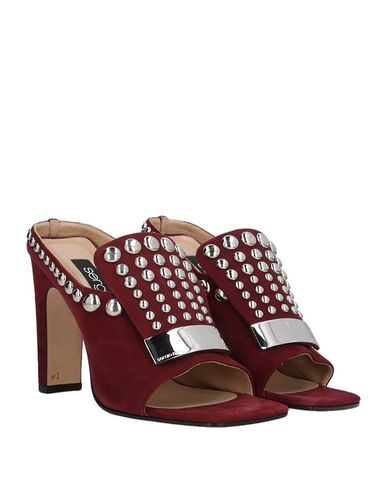 Shop Sergio Rossi Woman Sandals Burgundy Size 6.5 Soft Leather In Red