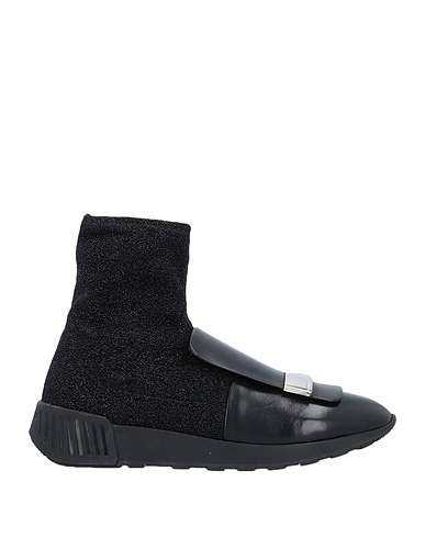SERGIO ROSSI Ankle boot Black Textile fibers, Soft Leather