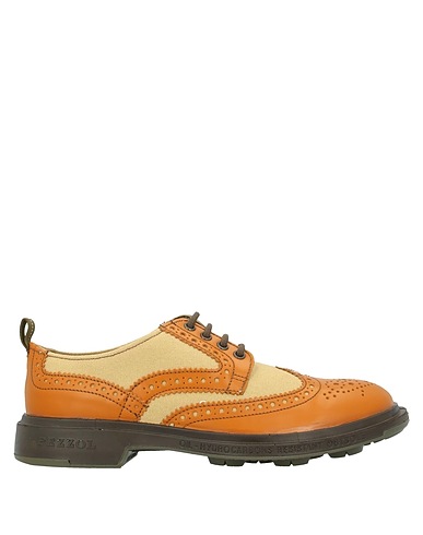 PEZZOL  1951 Laced shoes Tan Leather, Textile fibres