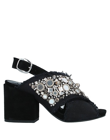 ELENA IACHI Sandali Nero Pelle, Fibre tessili