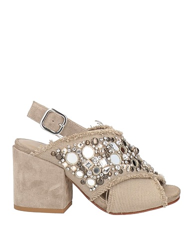 ELENA IACHI Sandalen Hellgrau Leder, Gewebefasern