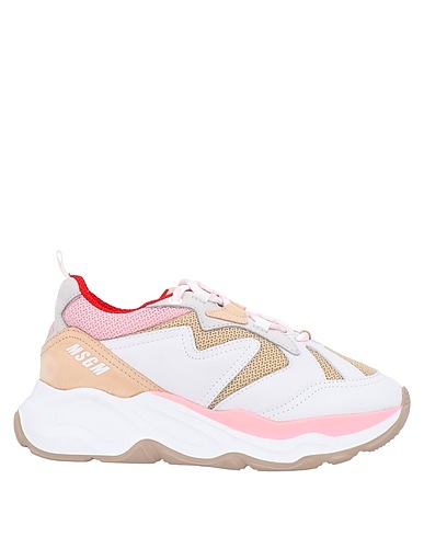 MSGM Sneakers Light grey Leather, Textile fibers