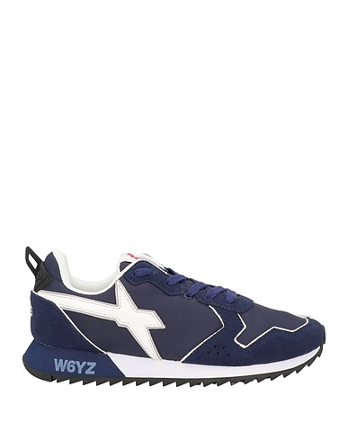 W6YZ Sneakers Navy blue Soft Leather, Textile fibres