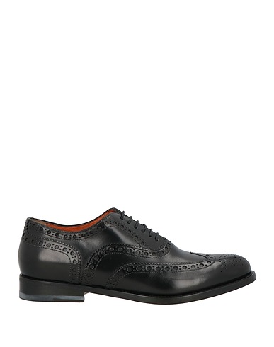 SANTONI Laced shoes Black Leather