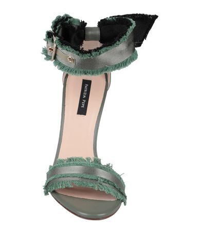 Shop Patrizia Pepe Woman Sandals Military Green Size 8 Soft Leather, Textile Fibers