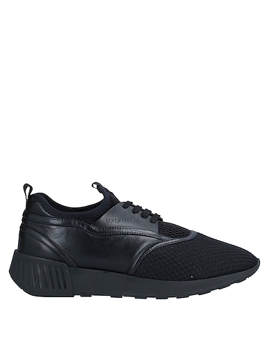 SERGIO ROSSI Sneakers Black Leather, Textile fibers