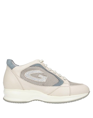 ALBERTO GUARDIANI Sneakers Ivory Leather, Textile fibres