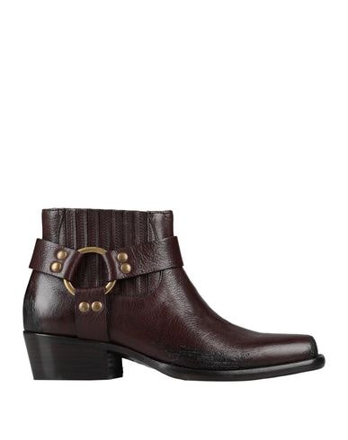 Click to view more detailed imagery on our partner's website Maje Embellished Cracked-leather Ankle Boots In Dark Brown