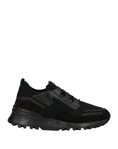 TOD'S Sneakers Black Leather, Textile fibers