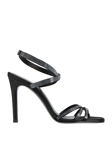 PEDRO GARCÍA Sandals Black Textile fibers, Swarovski® Crystal