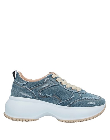 HOGAN Sneakers Blue Textile fibers, Soft Leather