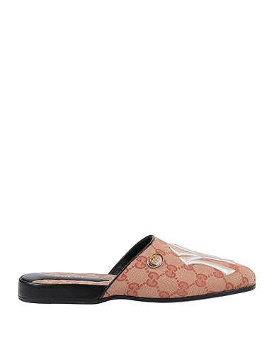 GUCCI Mules and clogs Sand Textile fibres, Soft Leather