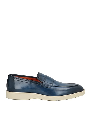 SANTONI Loafers Navy Leather