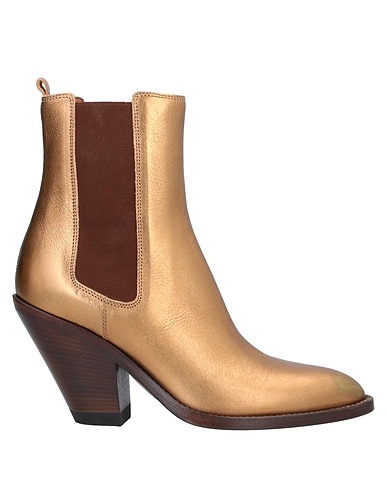 BUTTERO® Ankle boot Gold Leather, Textile fibers