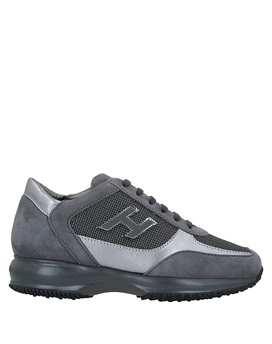 HOGAN Sneakers Grey Leather, Textile fibres
