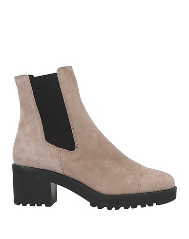 HOGAN Ankle boot Taupe Leather, Textile fibres