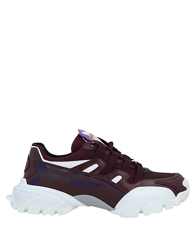 VALENTINO GARAVANI Sneakers Dark brown Textile fibers, Soft Leather