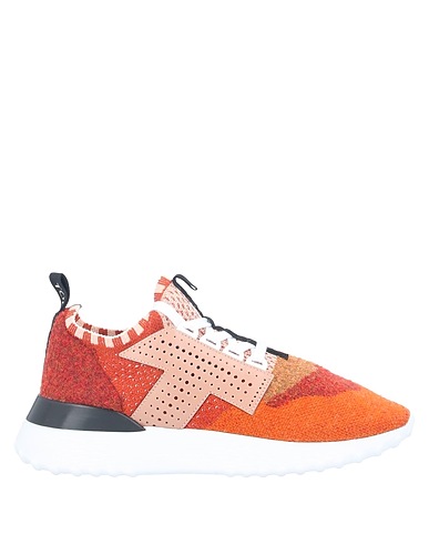 TOD'S Sneakers Naranja Cuero, Fibras textiles