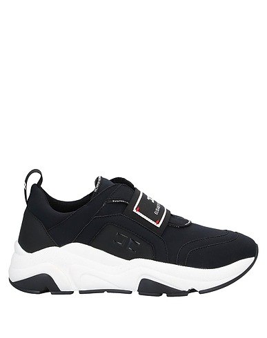 ELISABETTA FRANCHI Sneakers Black Soft Leather, Textile fibers
