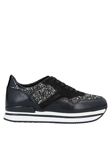 HOGAN Sneakers Black Leather, Textile fibres, Rubber