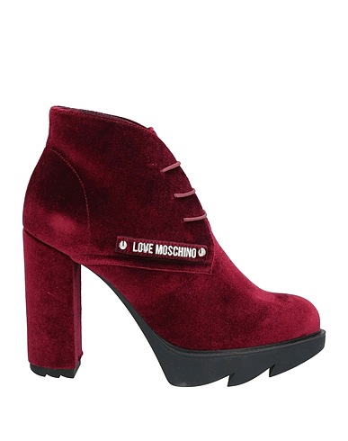 LOVE MOSCHINO Stivaletti Bordeaux Pelle, Fibre tessili