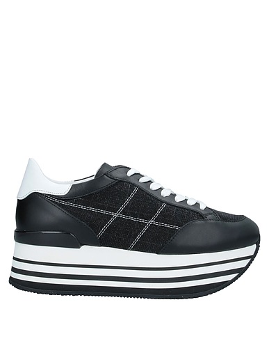 HOGAN Sneakers Black Leather, Textile fibers