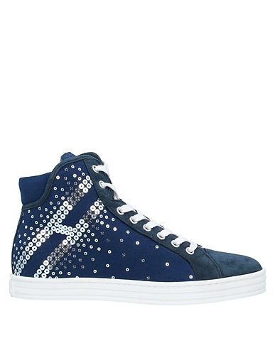 HOGAN REBEL Sneakers Midnight blue Leather, Textile fibers