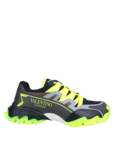 VALENTINO GARAVANI Sneakers Military green Soft Leather, Textile fibres