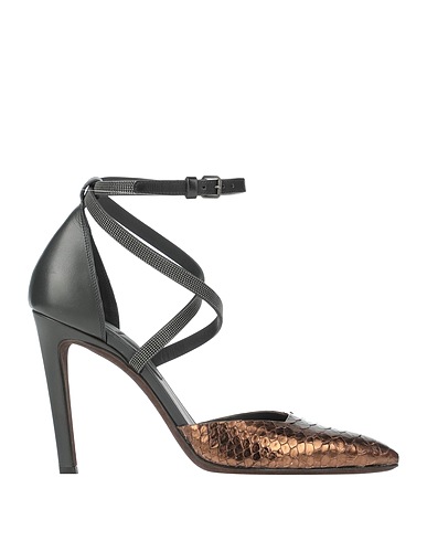 BRUNELLO CUCINELLI Court Bronze Reptile leather, Leather