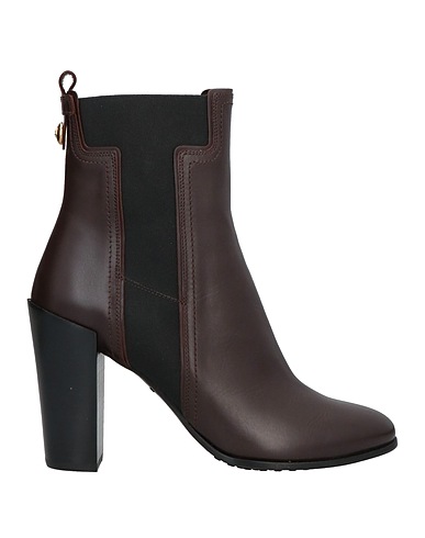TOD'S Ankle boot Dark brown Soft Leather, Elastic fibres