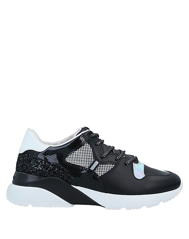 HOGAN Sneakers Black Leather, Textile fibres