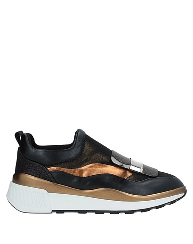 SERGIO ROSSI Sneakers Black Soft Leather, Textile fibers