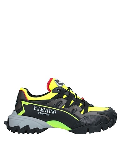 VALENTINO GARAVANI Sneakers Yellow Soft Leather, Textile fibers