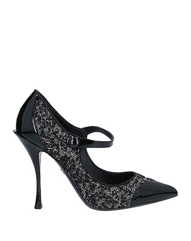 DOLCE&GABBANA Pump Black Textile fibers, Soft Leather