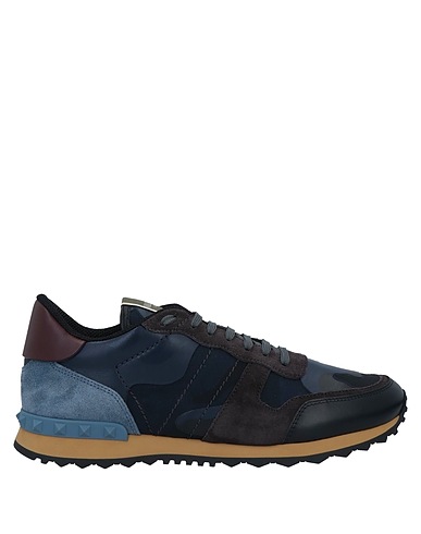 VALENTINO GARAVANI Sneakers Slate blue Leather, Textile fibres