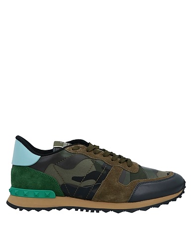 VALENTINO GARAVANI Sneakers Military green Leather, Textile fibers