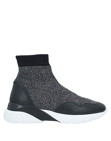 HOGAN Sneakers Black Leather, Textile fibres