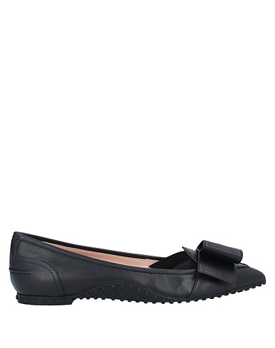 ALESSANDRO DELL'ACQUA x TOD'S Ballet flats Black Leather, Elastic fibres