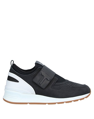 TOD'S Sneakers Black Leather, Textile fibres