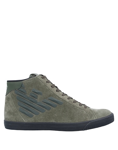 EA7 Sneakers Military green Soft Leather, Textile fibers