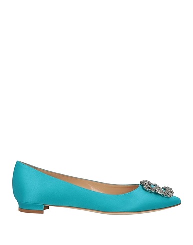 MANOLO BLAHNIK Ballet flats Turquoise Textile fibers