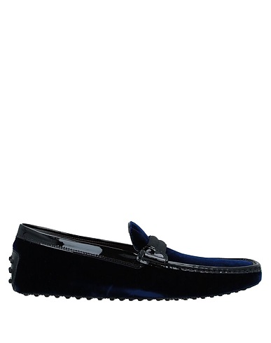 TOD'S Loafers Midnight blue Leather, Textile fibers