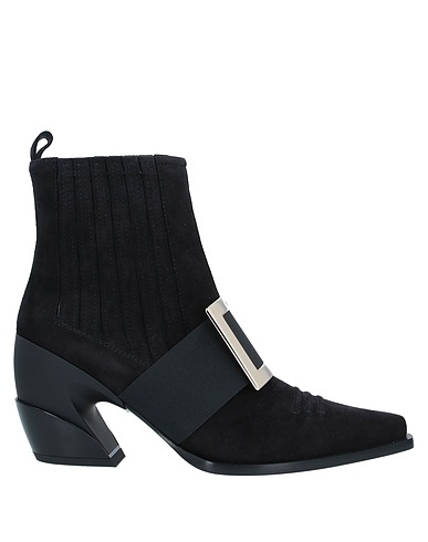 ROGER VIVIER Ankle boot Black Leather, Textile fibres, Metal